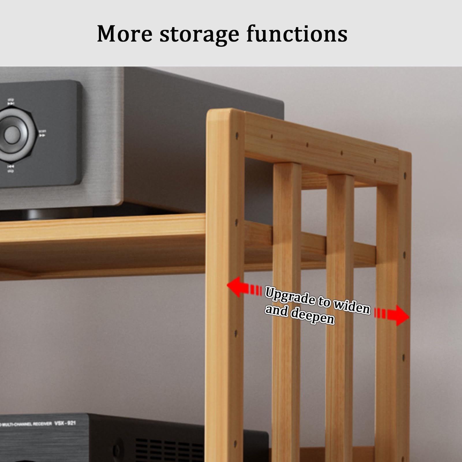 Generico Mobile Porta TV Regolabile a 5 Ripiani con Ruote, in Legno massello, Ideale per impianti Stereo, con Contenitore Mobile per casa, Ufficio o Home Theater (80x88 cm).
