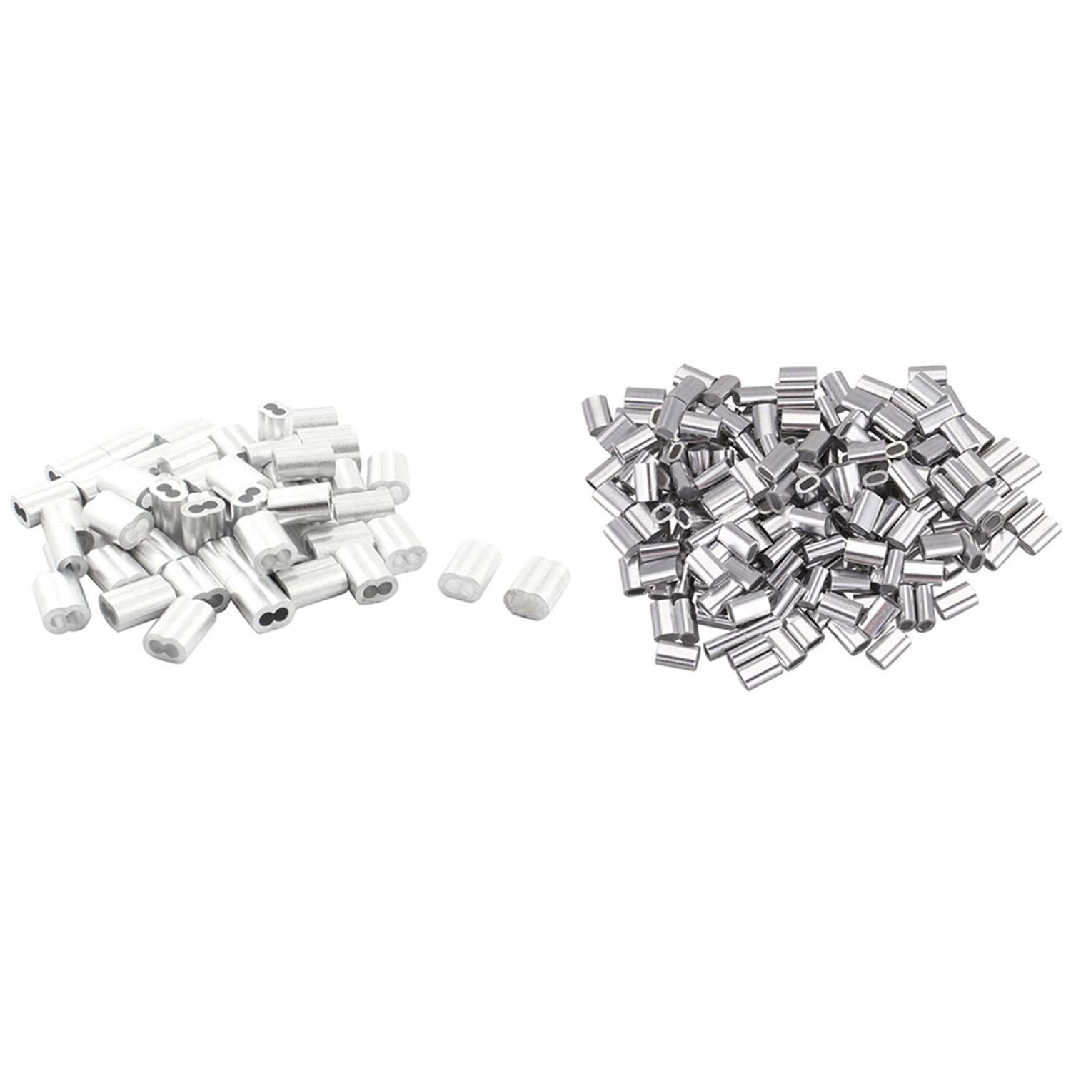 Kznifmk 250pcs Wire Rope Aluminum Ferrule Cable Ties Crimp Wire Rope Chuck Jacket- 200pcs M1.5 & 50Pcs for 3mm Wire Rope