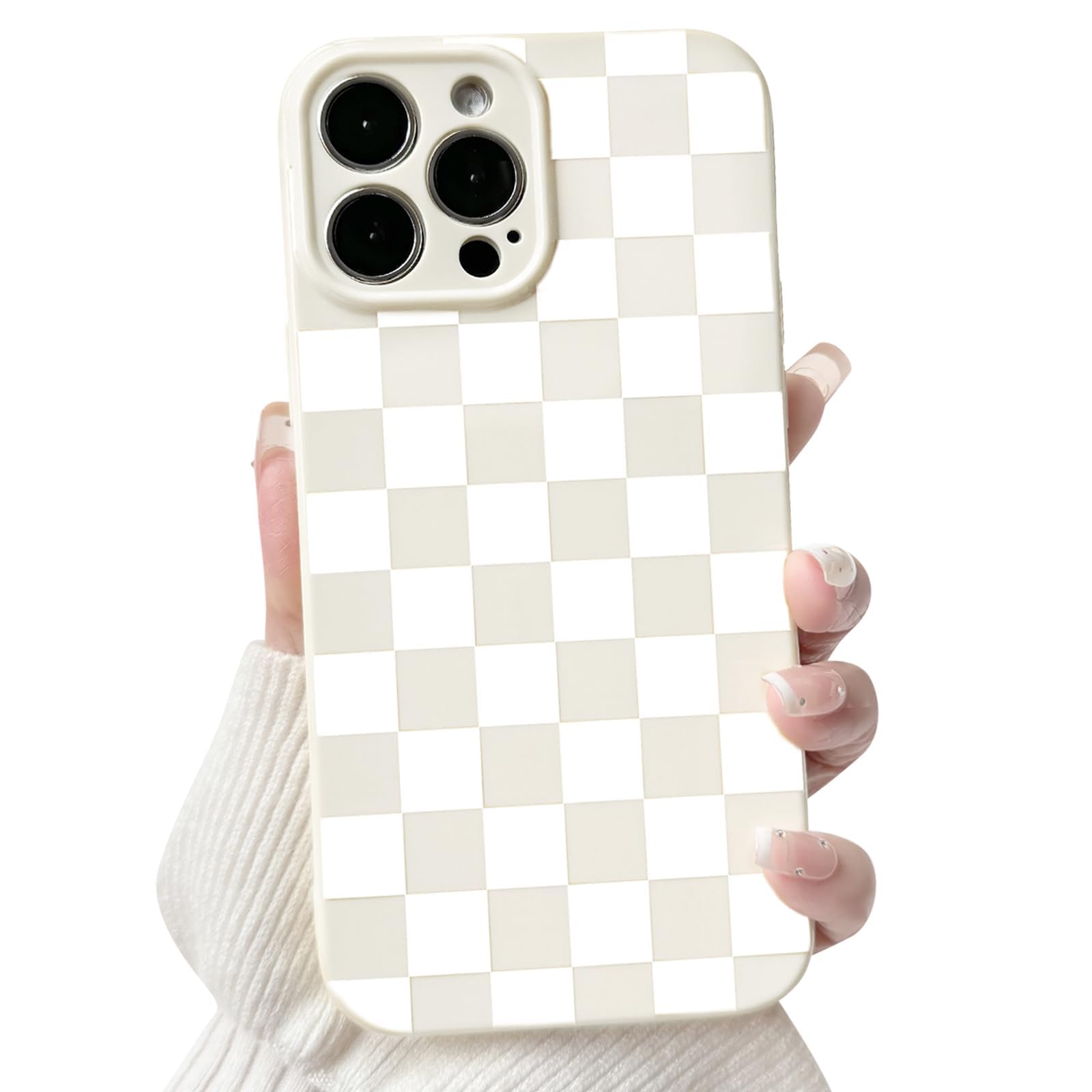 NITITOP Compatible with iPhone 14 Pro Max Case Cute Aesthetic Checkerboard Checkered Pattern for Women Girl Trendy Slim