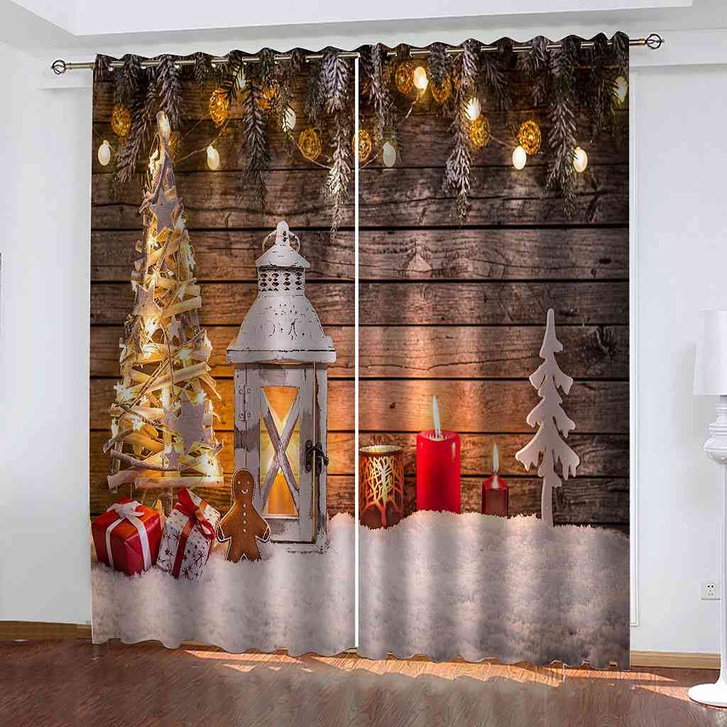 Rideau occultant Noël pour salon et chambre d'enfant thermal