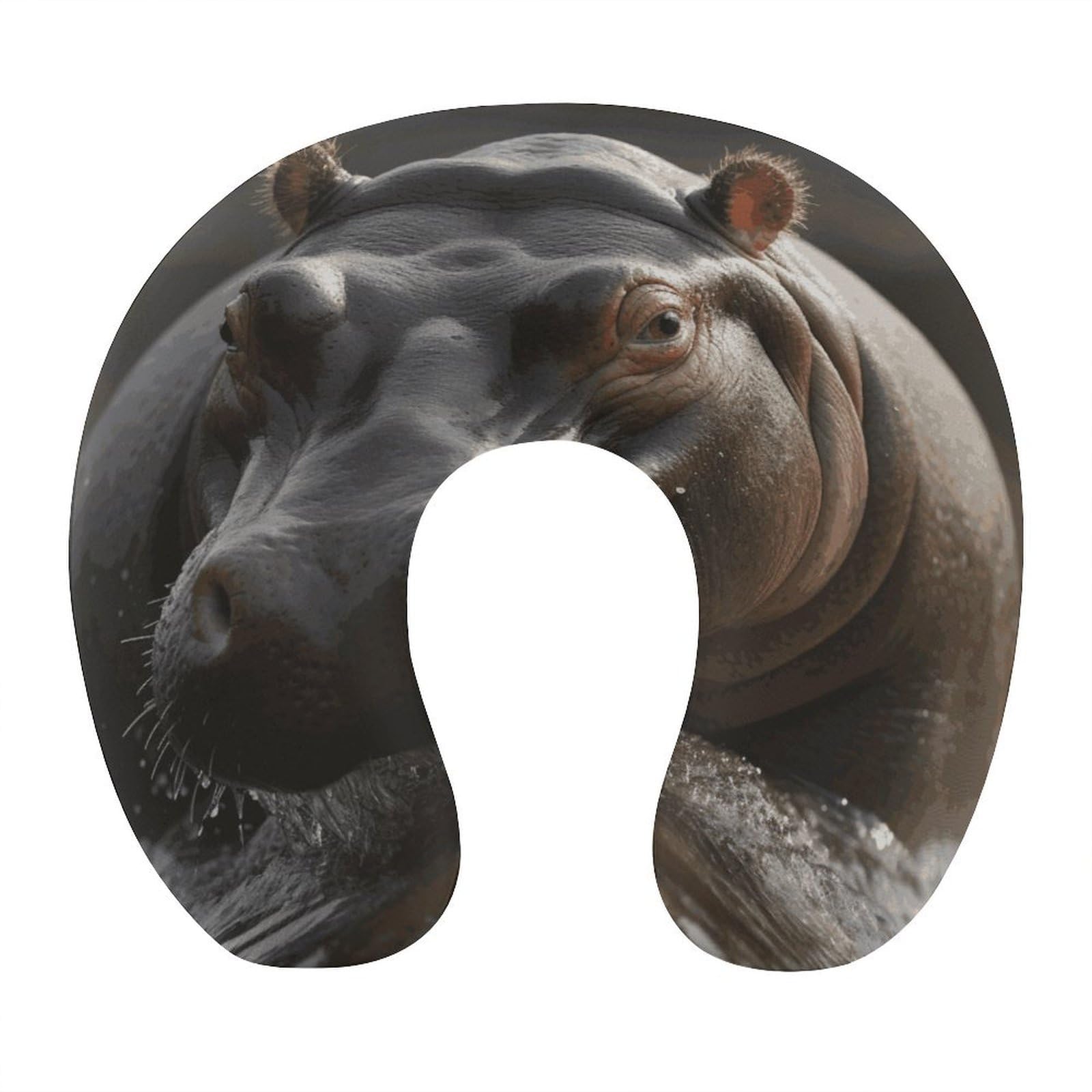 Btcowzrv Style Hippo U Shaped Neck Pillow Travel Pillows