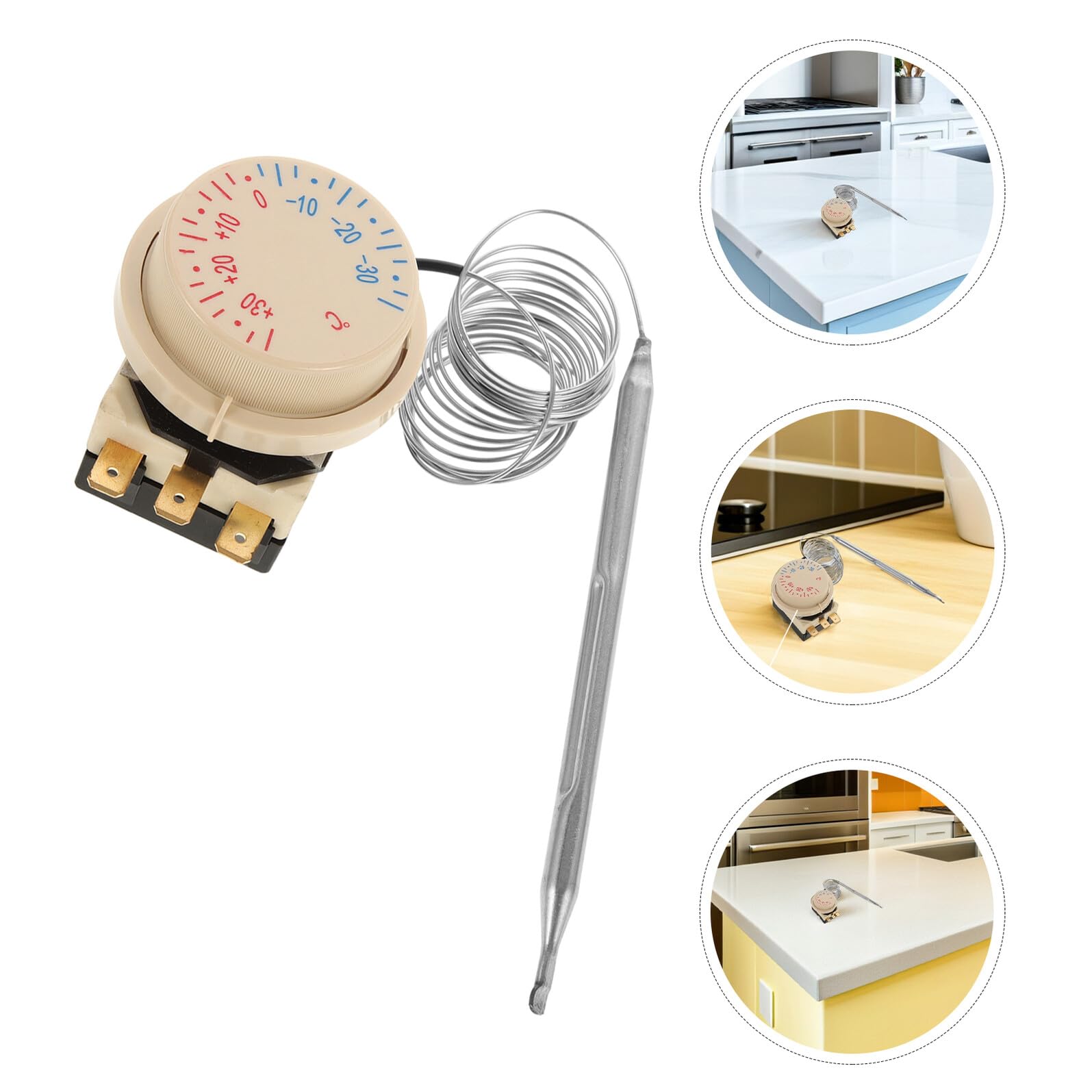 Lot de 2 Thermostats Mécaniques Réglables à ±35 °C en Acier Inoxydable pour Réfrigérateur et Congélateur Régulateur de Température pour Contrôle Précis du Froid Remplacement