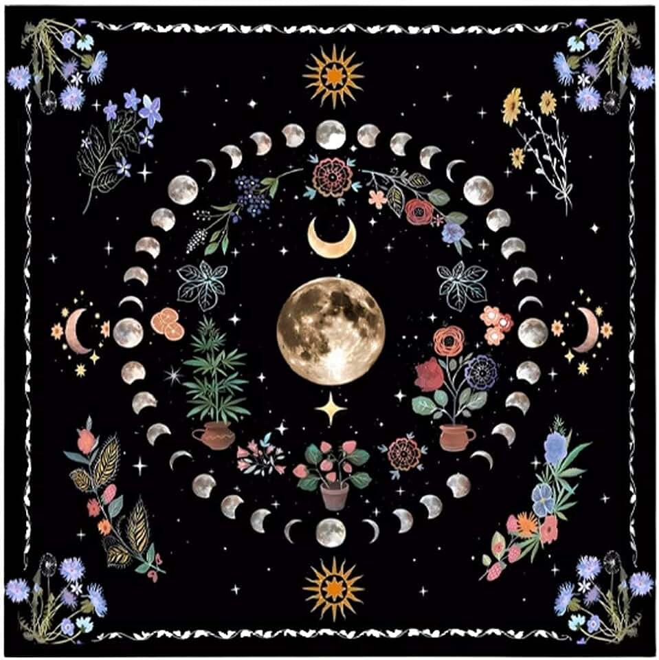 Tapete de adivinación, mantel de altar para practicar cartomancia y péndulo esotérico (B, 75 x 75 cm)
