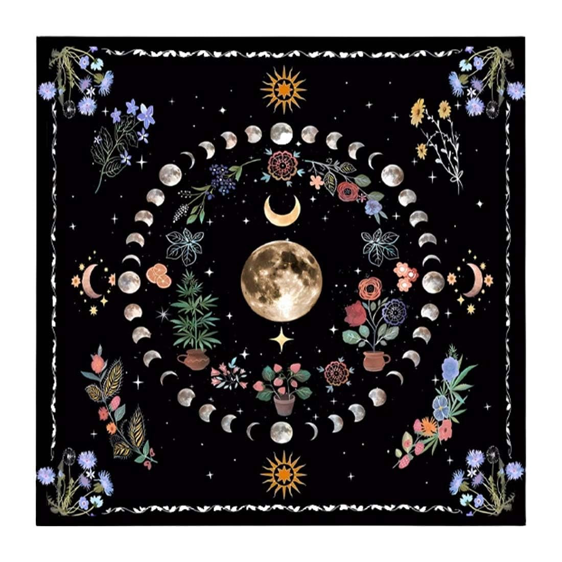 Tappeto Divinatorio, Tovaglia per altare per praticare la cartomanzia e il pendolo esoterico(B, 75 * 75cm)