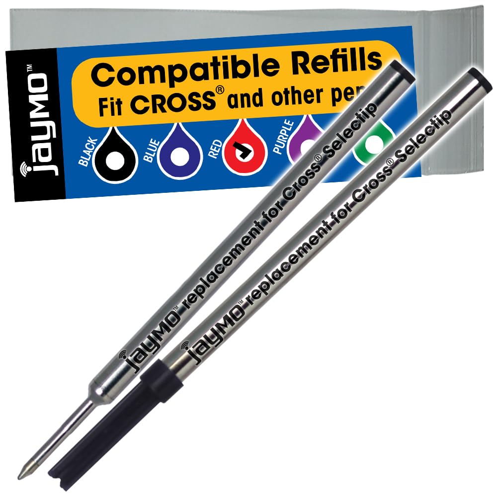Jaymo Replacement for Cross Selectip 8013 - Measures 4.375 in / 111 mm Long - Gel Rolling Ball Pen Refill - 2 Red