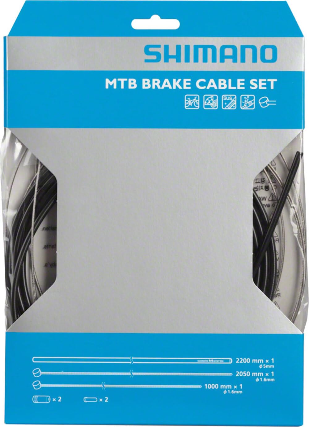 Shimano MTB Stainless Brake Cable And Housing Set - Black, Pro Polished