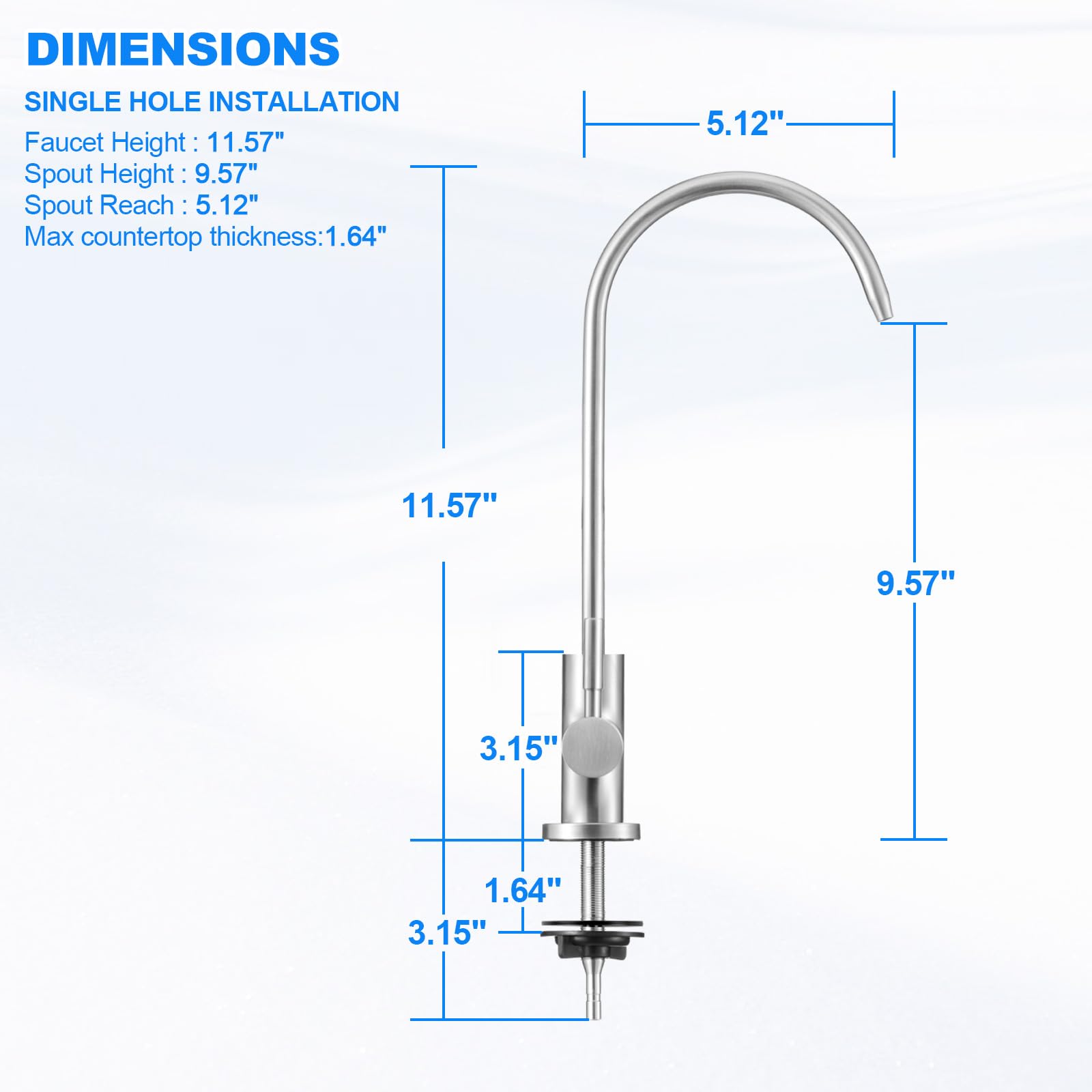 Filtre à eau sous évier – Filtre à eau avec robinet et valve d'alimentation pour bar à domicile et lavabo, réduit le chlore, le mauvais goût et les odeurs, un choix parfait pour la machine à glaçons