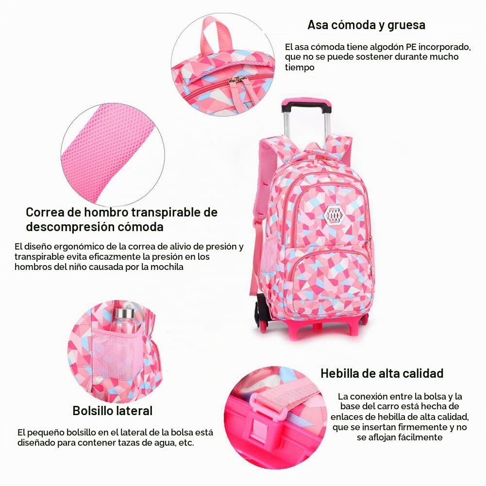 Mochilas Escolares con Ruedas, Bolsas Escolares con Ruedas Niña Mochilas Escolar Trolley para Niñas Estuches Escolares para Niñas y Niños