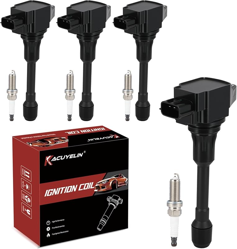 UF549 Ignition Coil Pack and Double Iridium Spark Plugs Set of 4 Compatible with Nissan Altima Cube Sentra Versa NV200 Infiniti FX50 Q70 QX60 2005-2020 2.5 1.8 1.6 2.0 L4 Replaces#C1696 9029