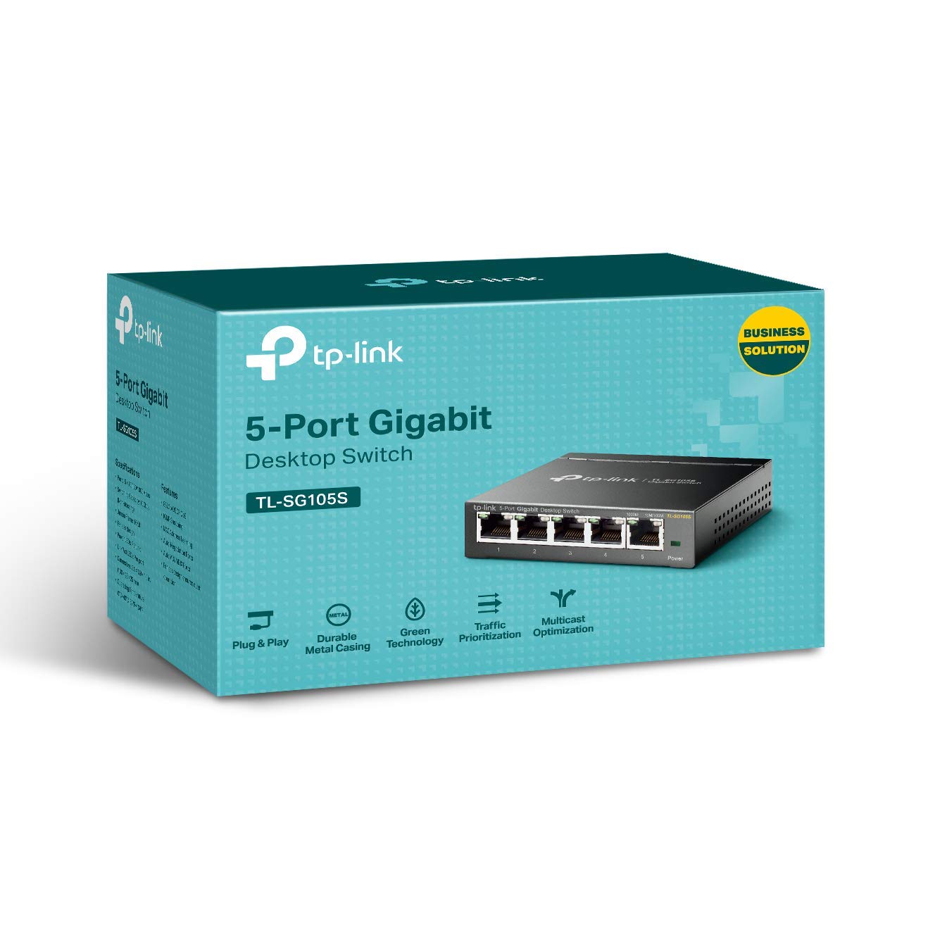 TPLink TLSG105S, 5 Port Gigabit Network Switch, Splitter, Hub, Desktop and