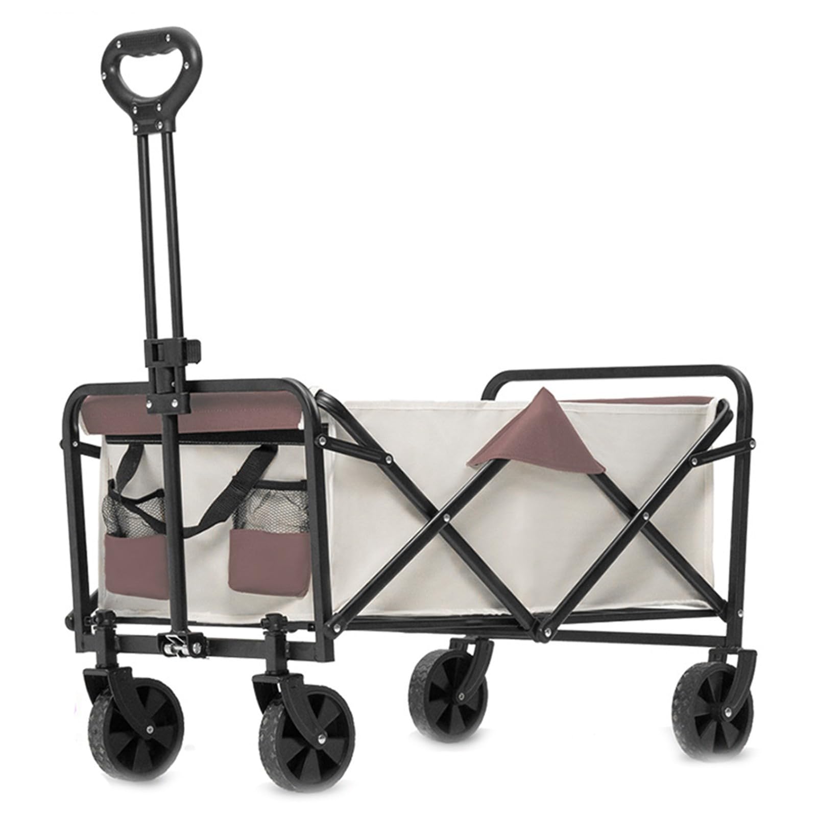 Carrello da Spiaggia Pieghevole Carrello da Giardino Portatutto con Ruote per Ogni Tipo di Terreno Braccioli Regolabili Ruote Rimovibili e Sacchetti per Tazze per Campeggio C
