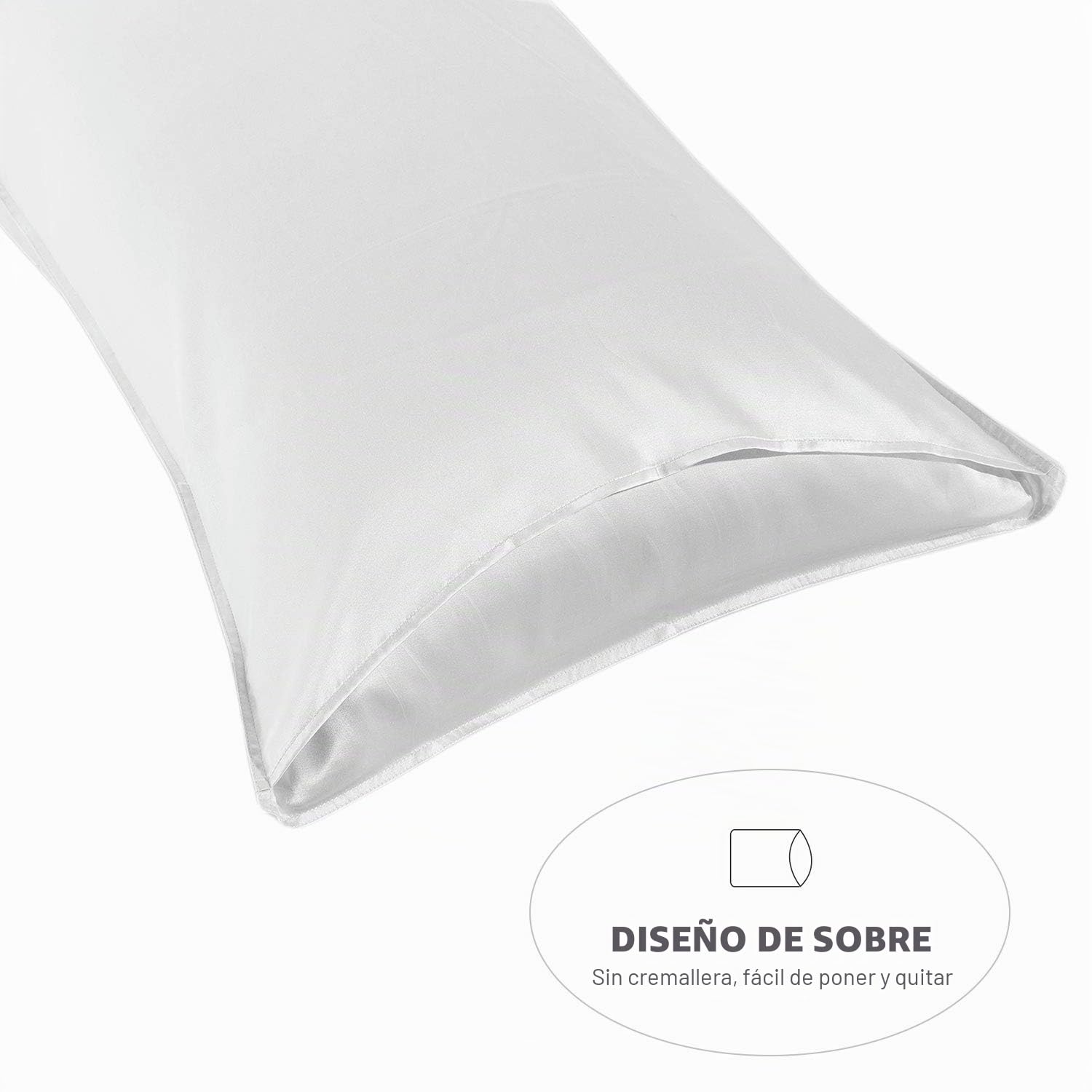 Fundas de Almohada de Seda 100% Morera Natural 20 Momme, Suaves y Cuidado de la Cabello Fundas de Seda para Almohadas 2 Piezas Blanco (50 * 75cm)