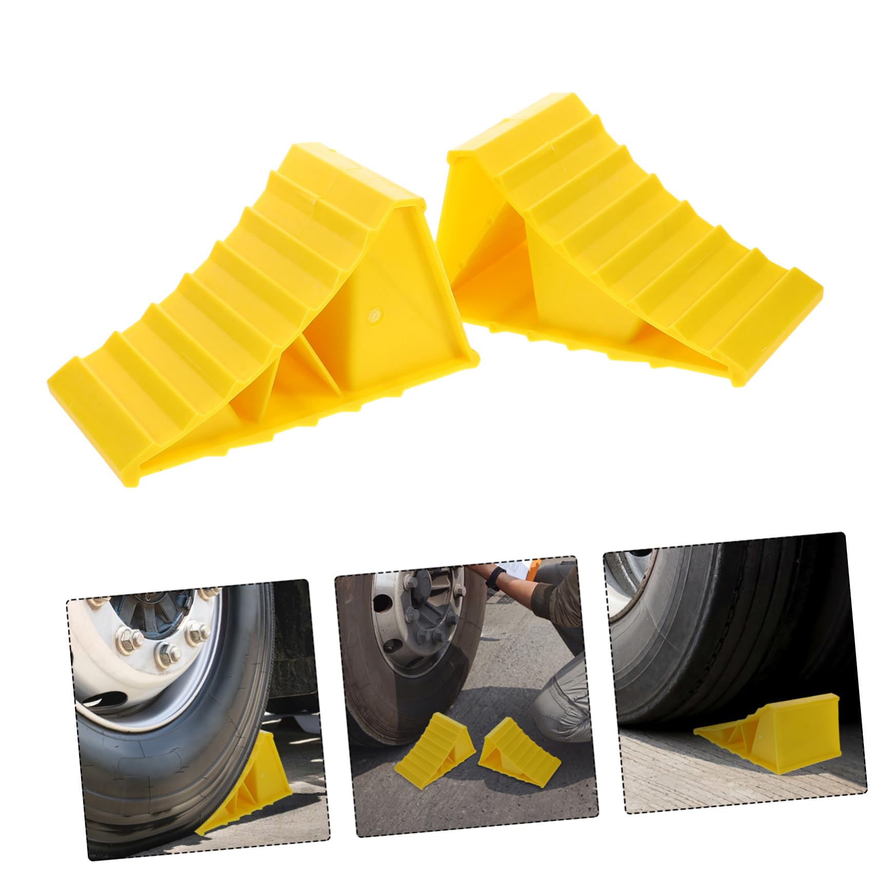 TOYANDONA Calzos para Ruedas de Coche Portátiles 1 Par de Plástico Amarillo