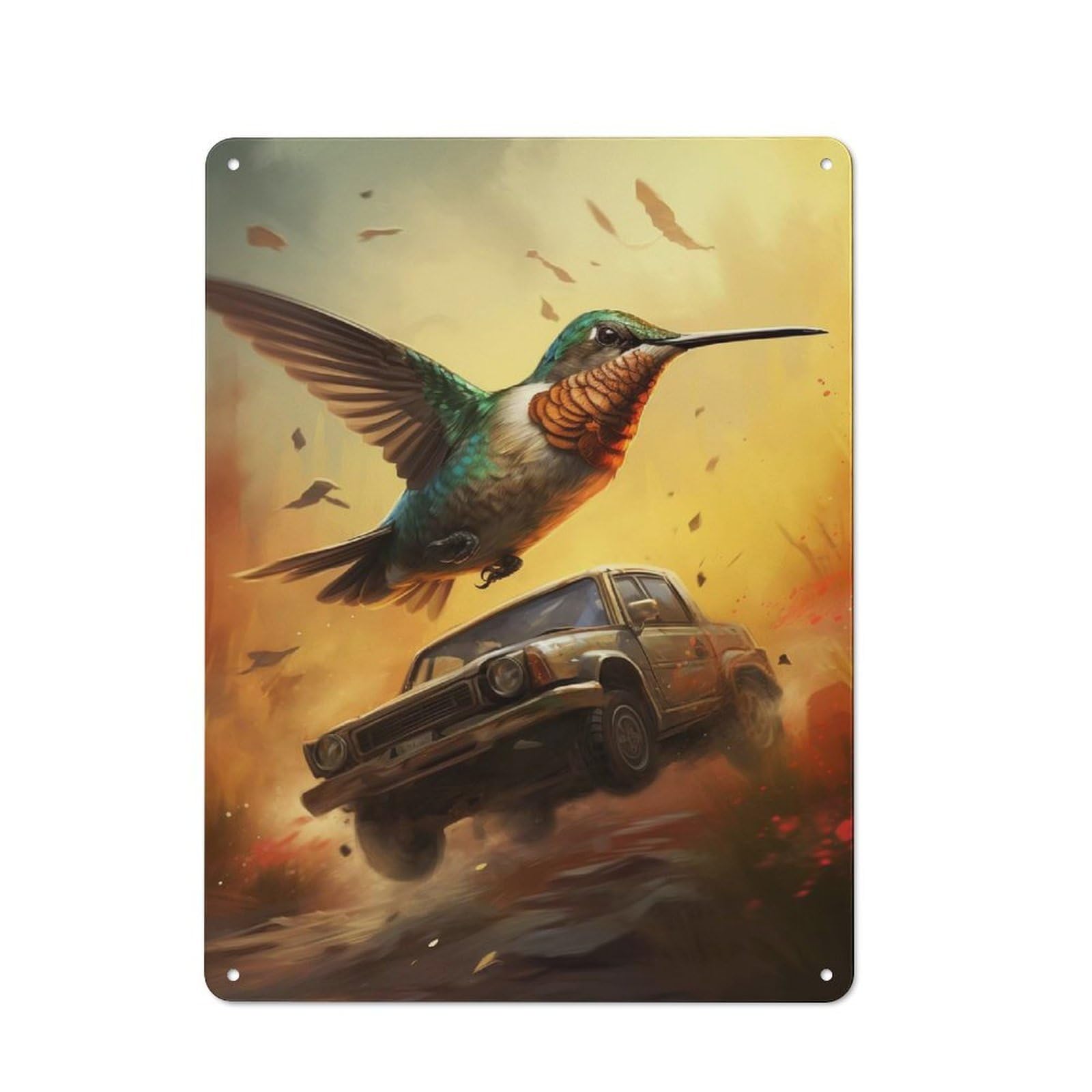 Junmoney Bird In Flight Dynamics Classic Metal Wall Decor 40X30cm, Vintage Metal Sign For Hallway, Home Bar, Garage Or Study