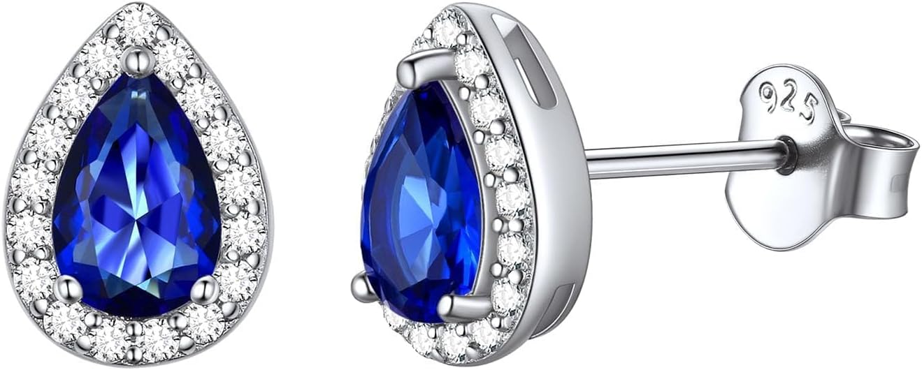 ChicSilver 925 Sterling Silver Heart/Round/Pear/Emerald Cut Birthstone Stud Earrings for Women Birthday Jewelry