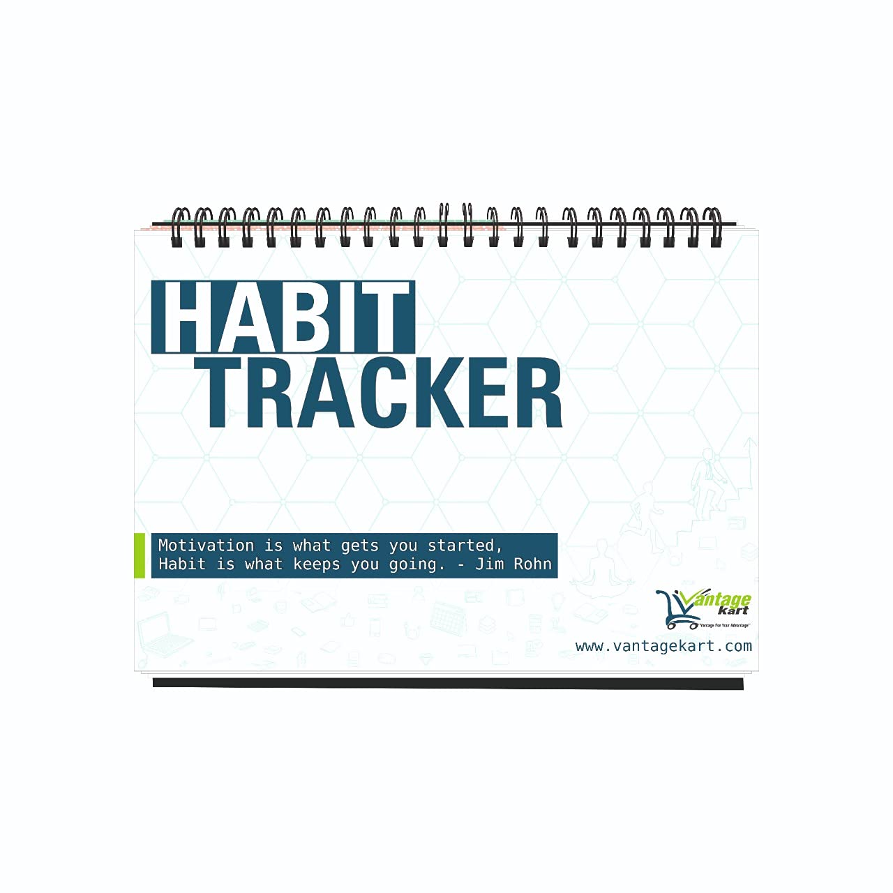 Vantagekart Habit Tracker Daily, Weekly and Monthly Planner (undated), Fits Perfectly at Office Desk, New year planner corporate gift, Track progress and reach your goals