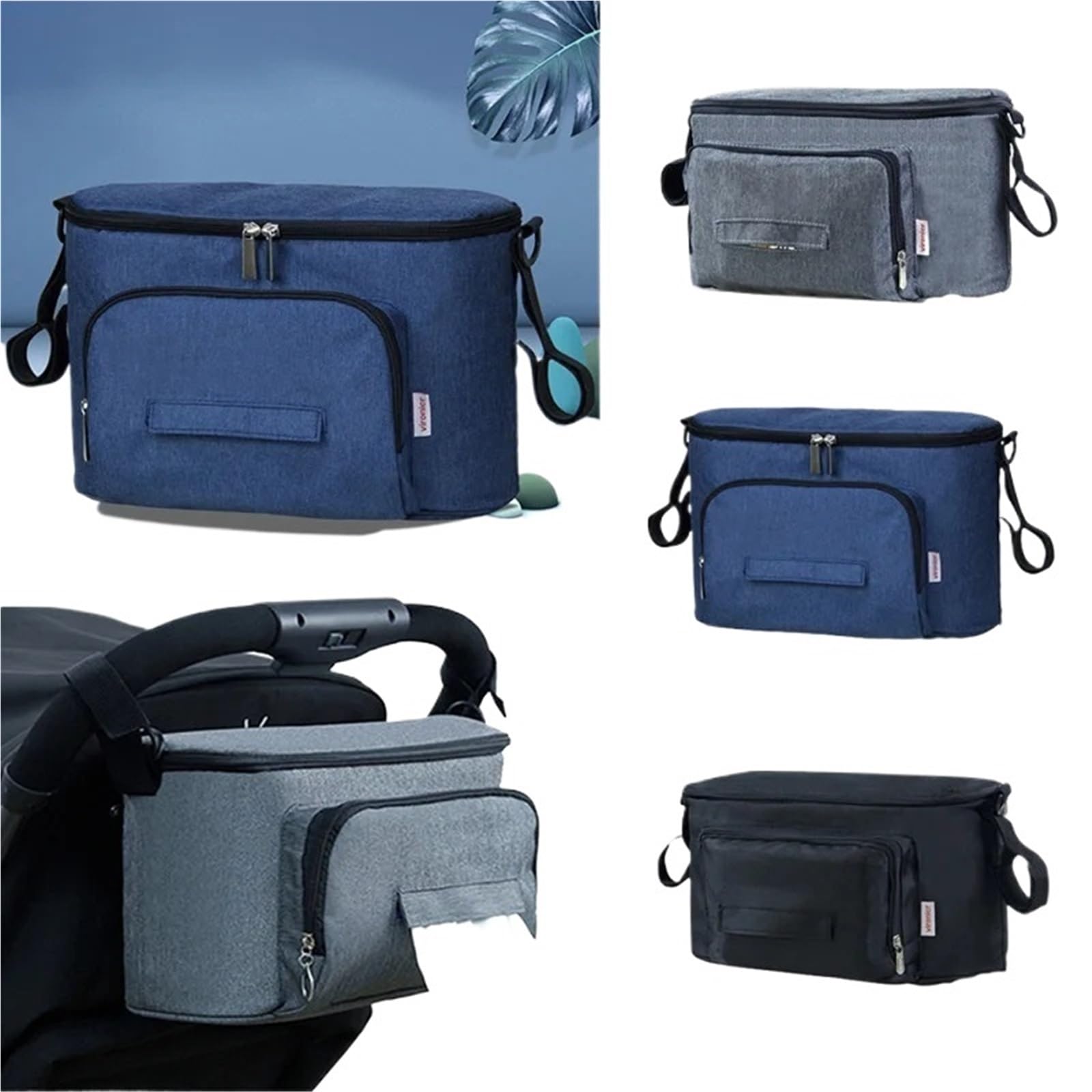 Bolso Carro Bebe Organizador de Cochecito, Bolsa de pañales, Bolsa for mamá de Gran Capacidad, Cochecito Colgante de Viaje, Accesorios de Almacenamiento for Cochecito de bebé(Gray)