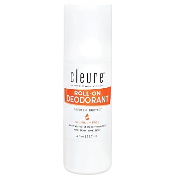 Cleure Aluminum Free Deodorant for Sensitive Skin, Roll-On 3 oz