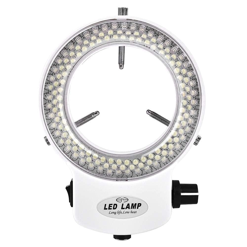 Videocamera LED Industriale ad Anello, Videocamera Microscopio Ottico ad Anello con 144 Perline LED Luminosità Regolabile Luminosità Superiore a 18000LUX(EU plug-Blanc)