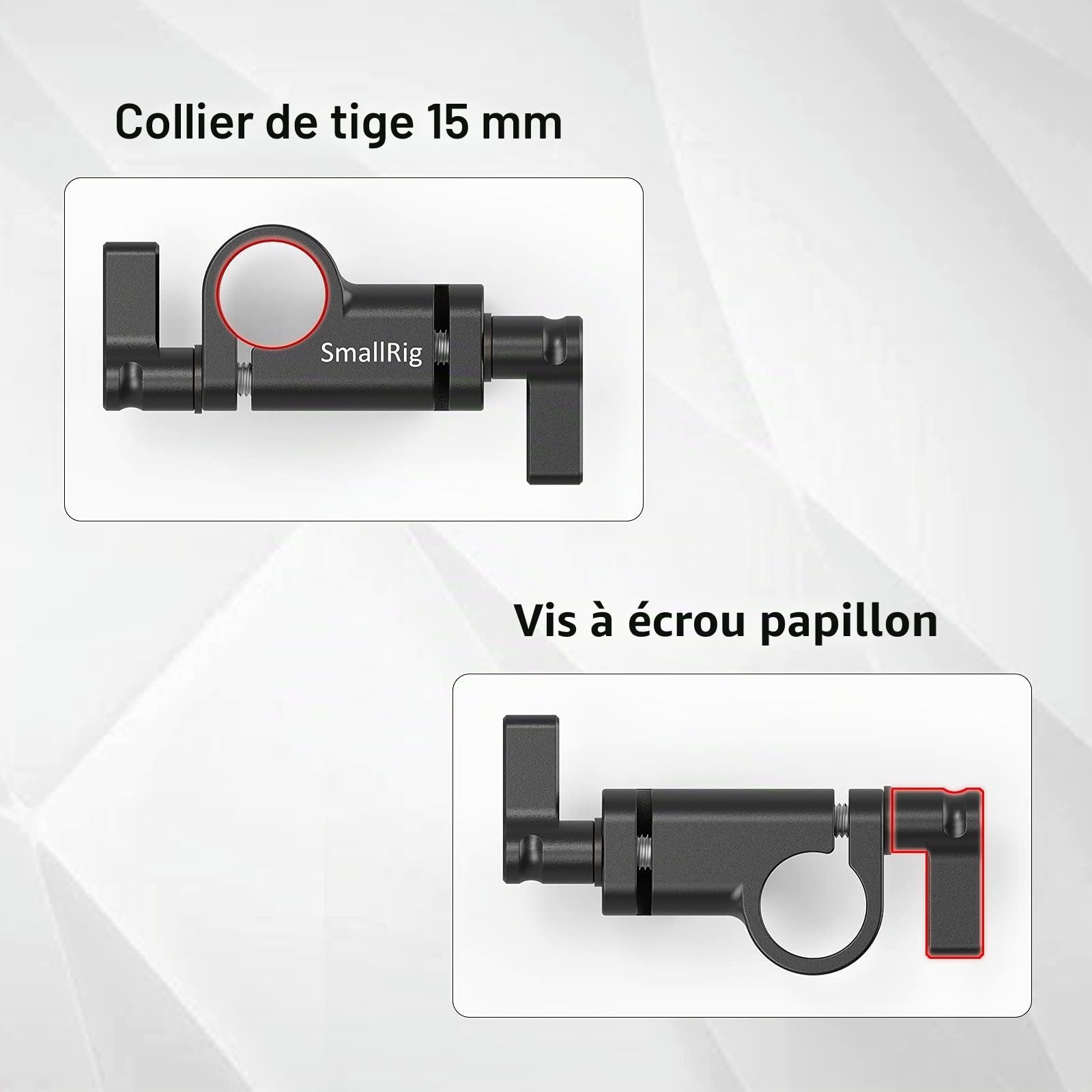 SMALLRIG Pince de serrage 90 degrés 15 mm pour appareil photo reflex numérique - 2069