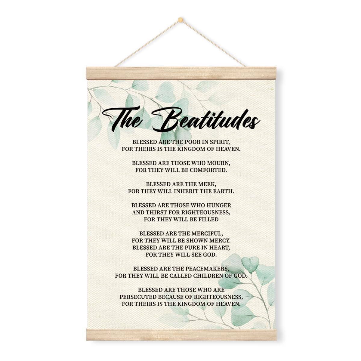 The Beatitudes Scripture Banner, Christian Canvas Wall Hanging Poster, Religious Home and Church Decor, Canvas Wall Art, Spiritual Motivational Bible Verse Scripture Decor, Beatitudes Poster