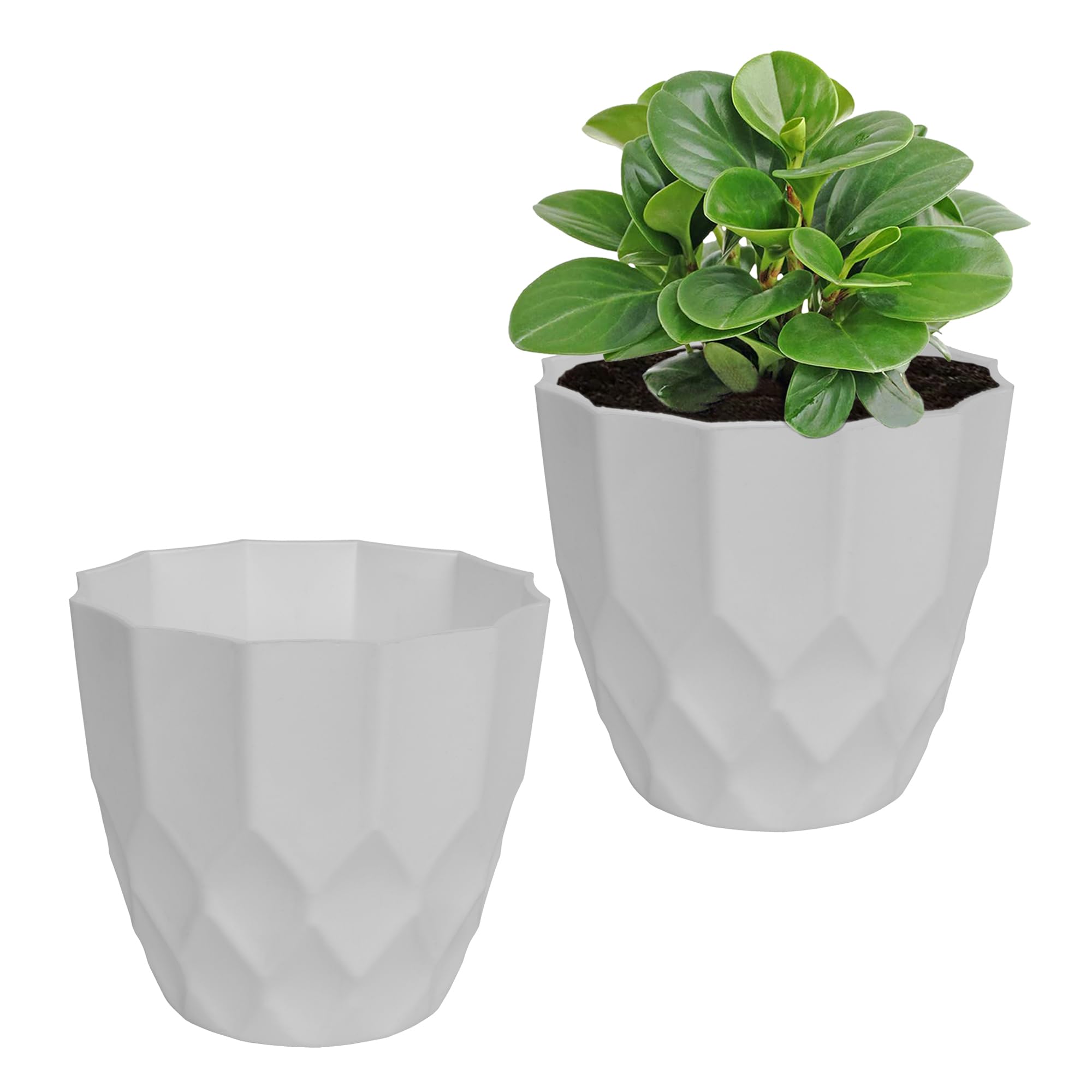 Kuber Industries Flower Pot | Flower Planter Pots for Indoor & Outdoor | Pot for Garden & Balcony Flowering | Barfi Flower Pot | 6 Inch | Pack of 2 | White (B0CW5R2S7Z) Amazon Price History, Amazon Price Tracker