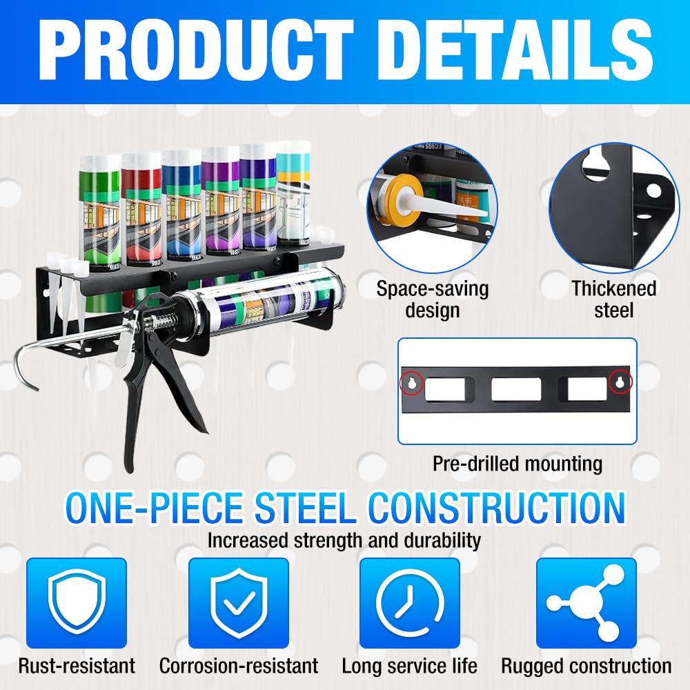 Rppiup Silicone Tube Holder Storage, Wall Mount Caulking Tube and Caulking Gun Holder, Metal Silicone Holde r Storage Van - Image 3