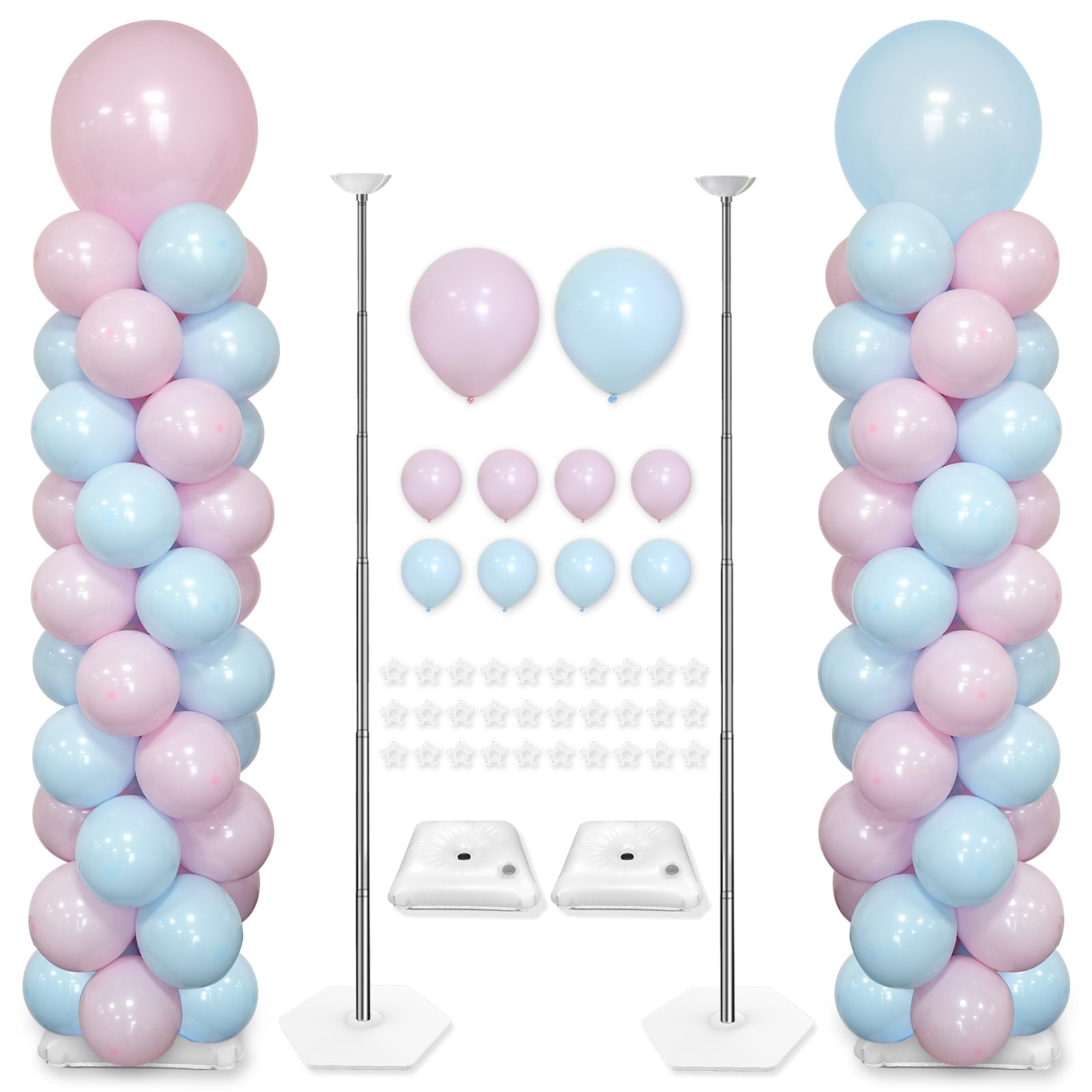 YALLOVE Balloon Column Stand, Set of 2 Balloon Stands (Include Balloons)