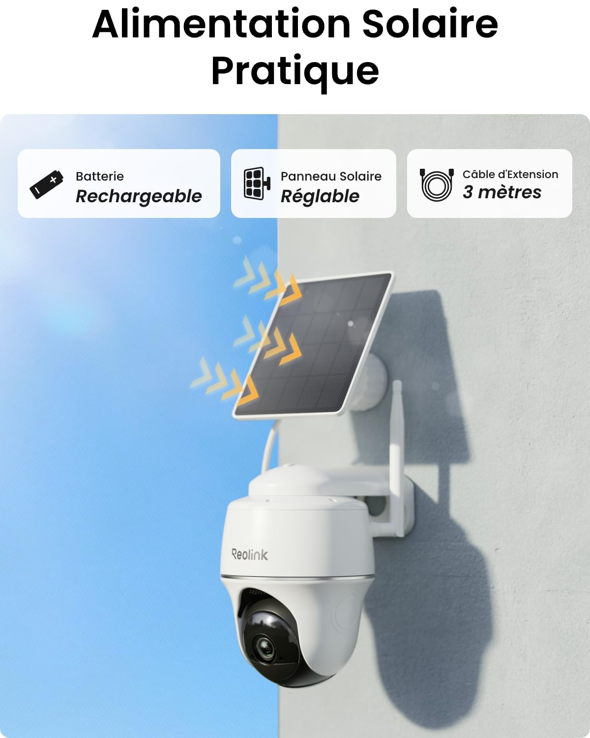 Reolink Kit Caméra Surveillance 2X 360° Pan&Tilt Caméra Solaire sans Fil 2K | Détection IA, Vision Nocturne, Stockage Local sans Abonnement, Jusqu'à 1 To, Home Hub Mini+Argus PT Lite+Panneau Solaire