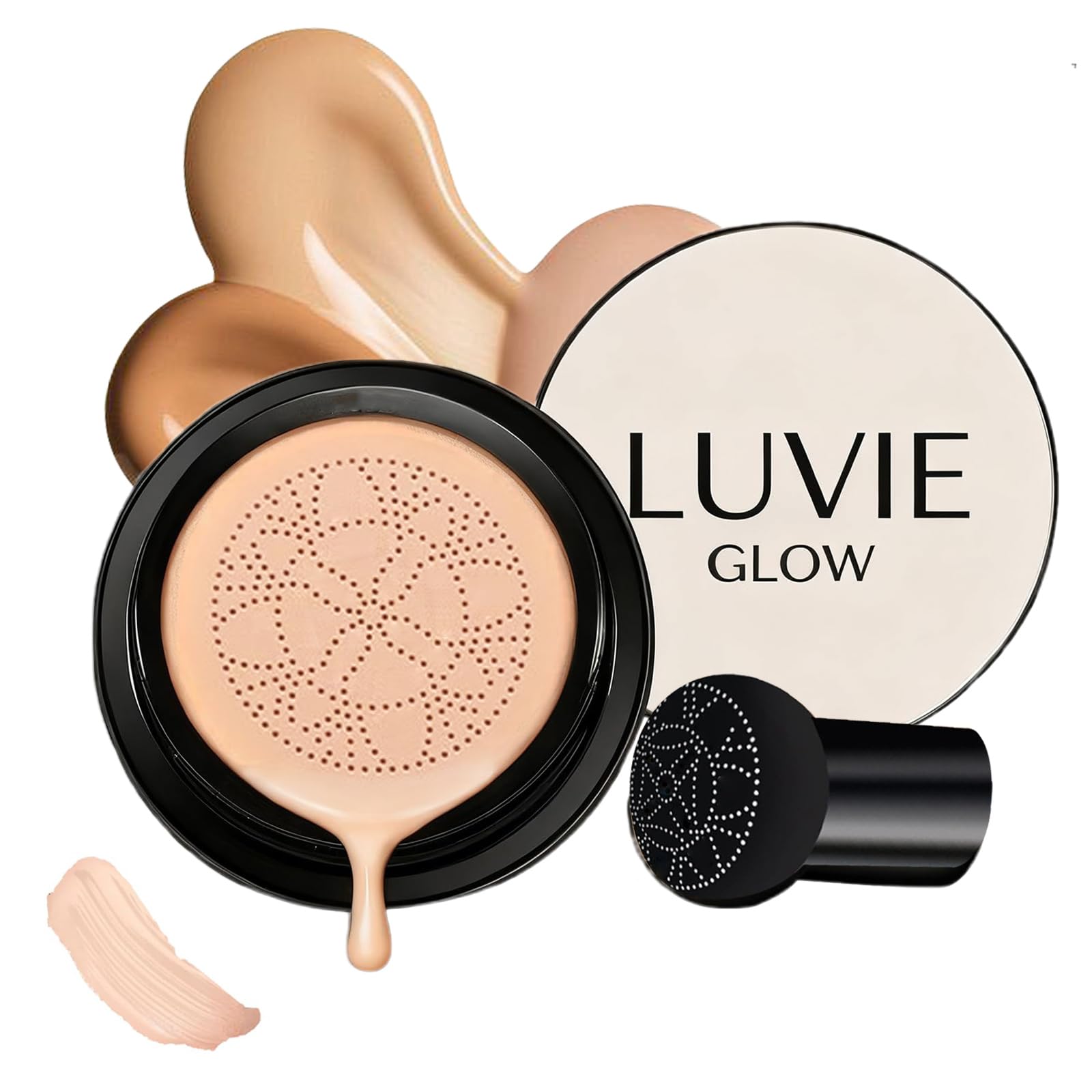  Luvie Glow Foundation Cushion, Moisturizing Concealer für Alle Teintarten, Langlebiges Glühen, VOLLKRäftig Make-up, Wei