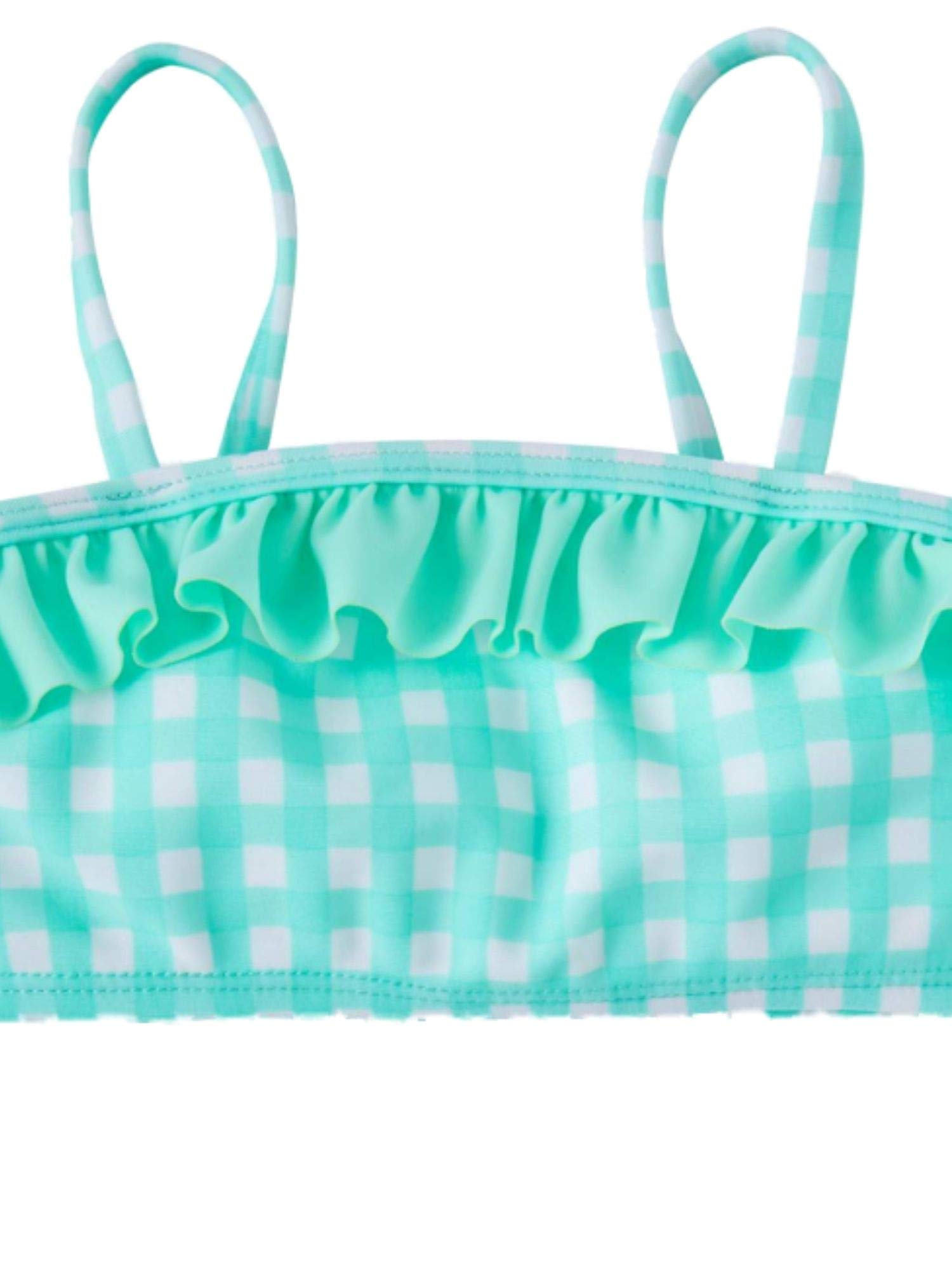 Wondernation Toddler Girls Aqua Mint Checked Ruffle 2 Piece Bikini Swimming Suit 3T