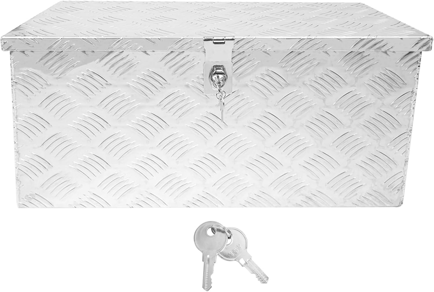 Truck Bed Tool Box Aluminum Heavy Duty Bar Tread Truck Storage Organizer Chest with Gas-Spring Enabled Poles Side Handle,Lock and Keys Compatible with Pickups,RV Trailers Silver 24"x13"x10"