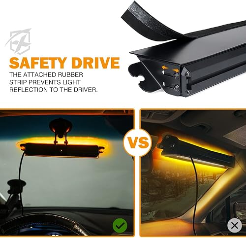 Miniatura 4 de Xprite - Barra de luz estroboscópica de emergencia azul para salpicadero, carcasa de aluminio con 19 patrones de flash y ventosas, función de