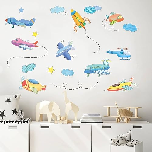 Calcomanías de pared de avión para dormitorio, decoración de pared para sala de estar, habitación de niños, decoración de pared