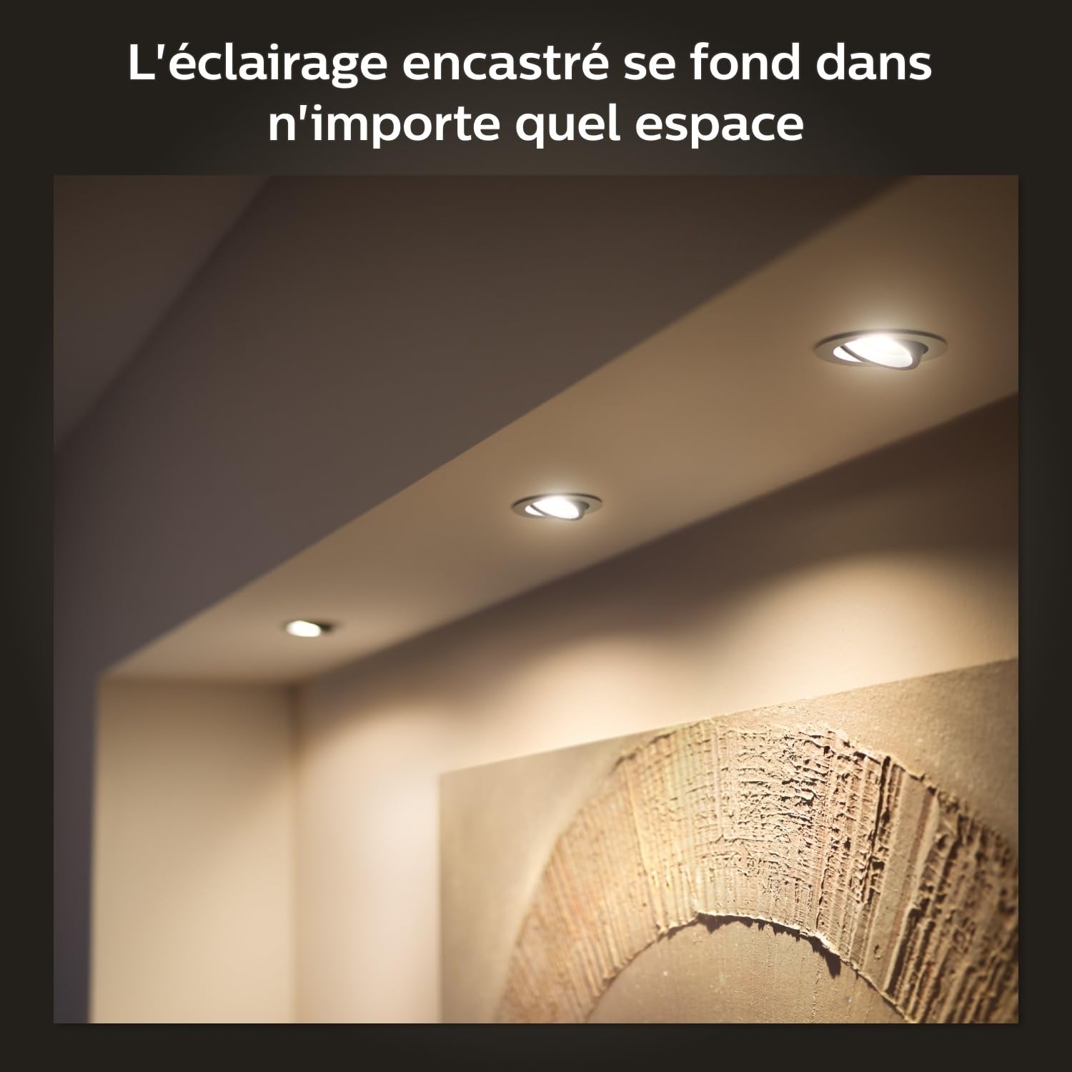 Philips Hue White Ambiance, Milliskin spots encastrés blancs 3x5W, compatible Bluetooth, fonctionne avec Alexa, Google Assistant et Apple Homekit