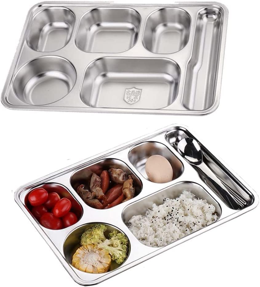 AIYoo 2 Pack Stainless Steel Divided Plates, Large 6