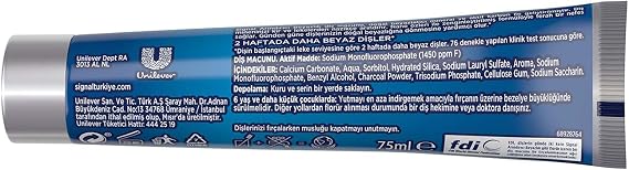 Signal White System Toothpaste Purifying Whiteness Activated Carbon 75 ml