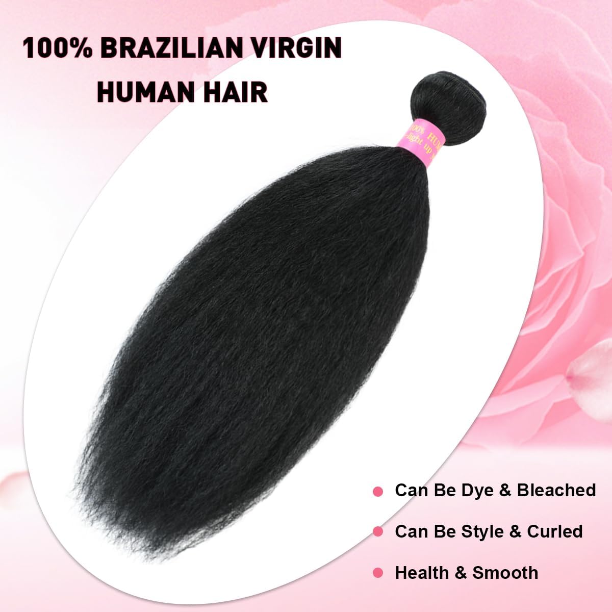 24 inch Kinky Straight Bundles Yaki Straight Human Hair Bundles 101% Unprocessed Brazilian Virgin Hair Kinky Straight Human Hair For Black Women