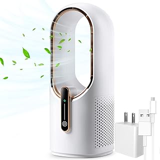 Desk Fan Bladeless, 11.8 Inch Office Fan Small, Quiet, 3 Speed Adjustment, Touch Control, Easy to Clean, Desk Fans Small Quiet, Ideal for Office, Living Room, Bedroom