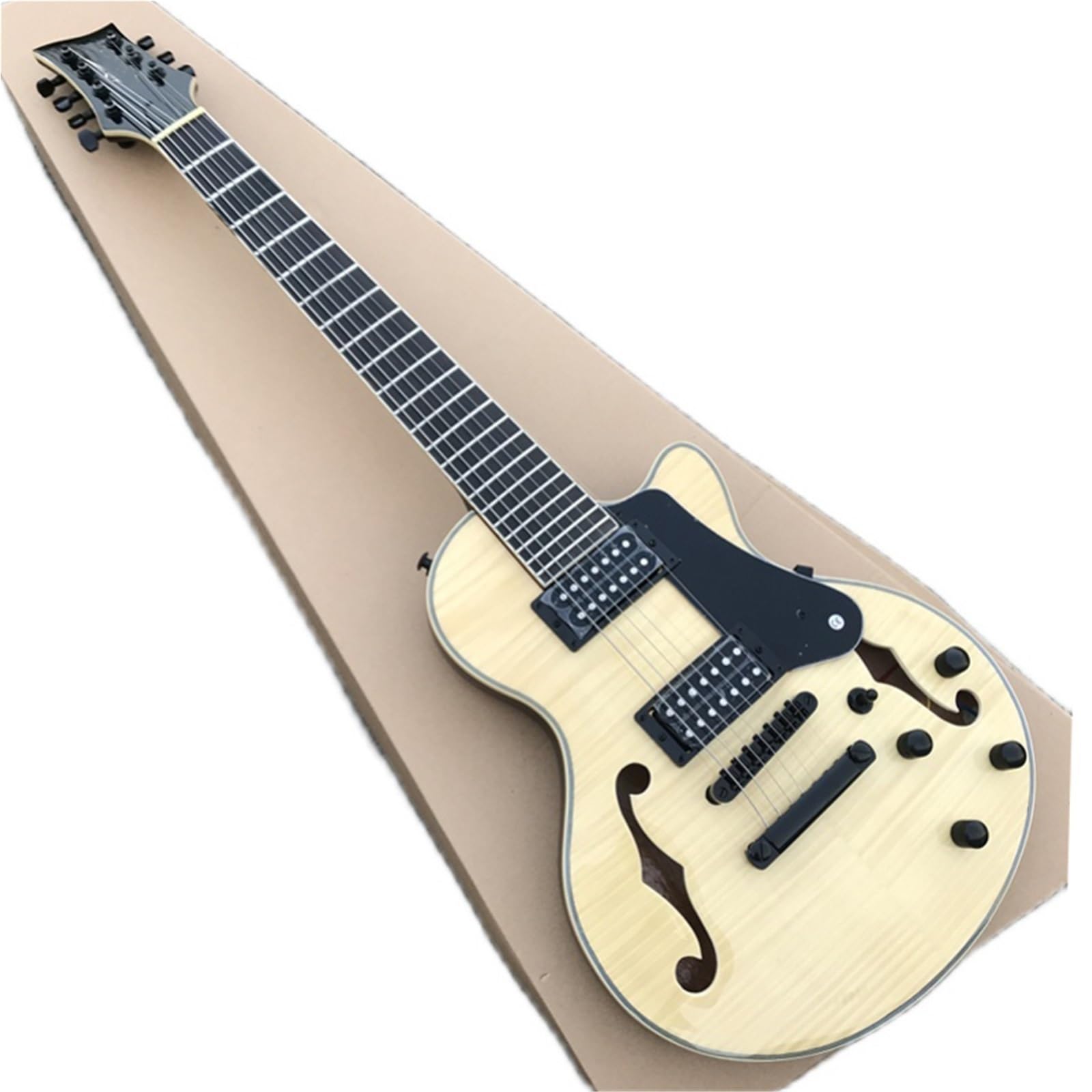Zestaw startowy do gitary elektrycznej, 7 obrotów, oryginalny drewniany wzór tygrysa, otwór F, półpusty, profesjonalny, mały jazzowy gitara elektryczna