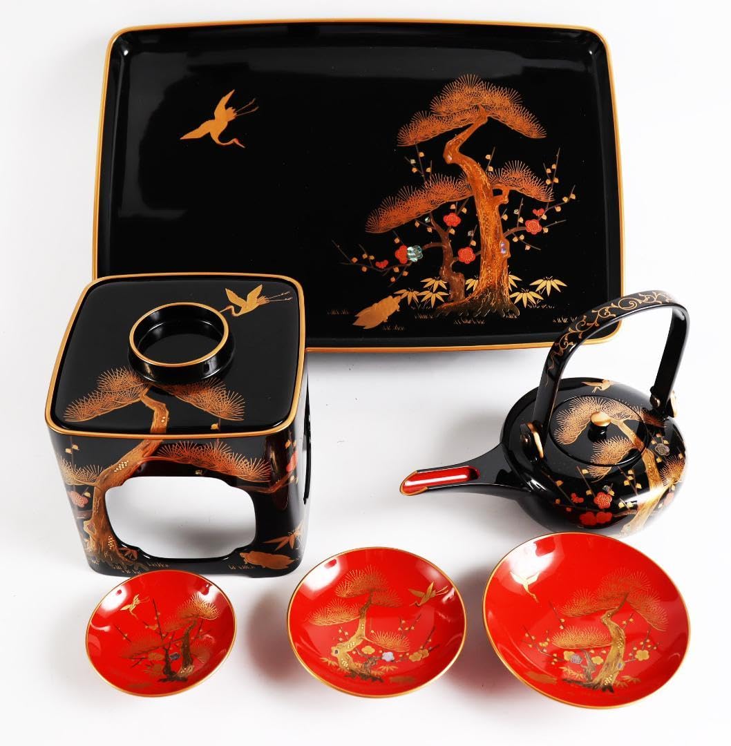 能登輪島塗　屠蘇揃い　鶴　蒔絵　美品 Amazon.co.jp: 輪島塗 蓬莱 蒔絵 屠蘇器 鶴亀 三つ盃 : おもちゃ