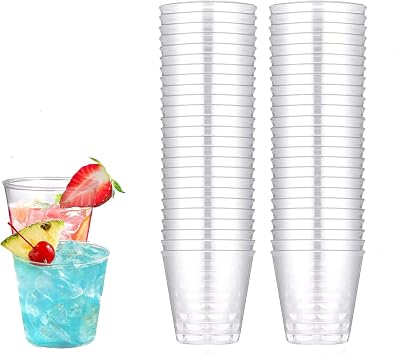 TuTuYa 50 Pack Shot Cups, 1.7oz/50ml Hard Thick Plastic Shot Glasses, Clear Reusable Shot Glasses Fit for Birthday, Wedding, Festival, Party