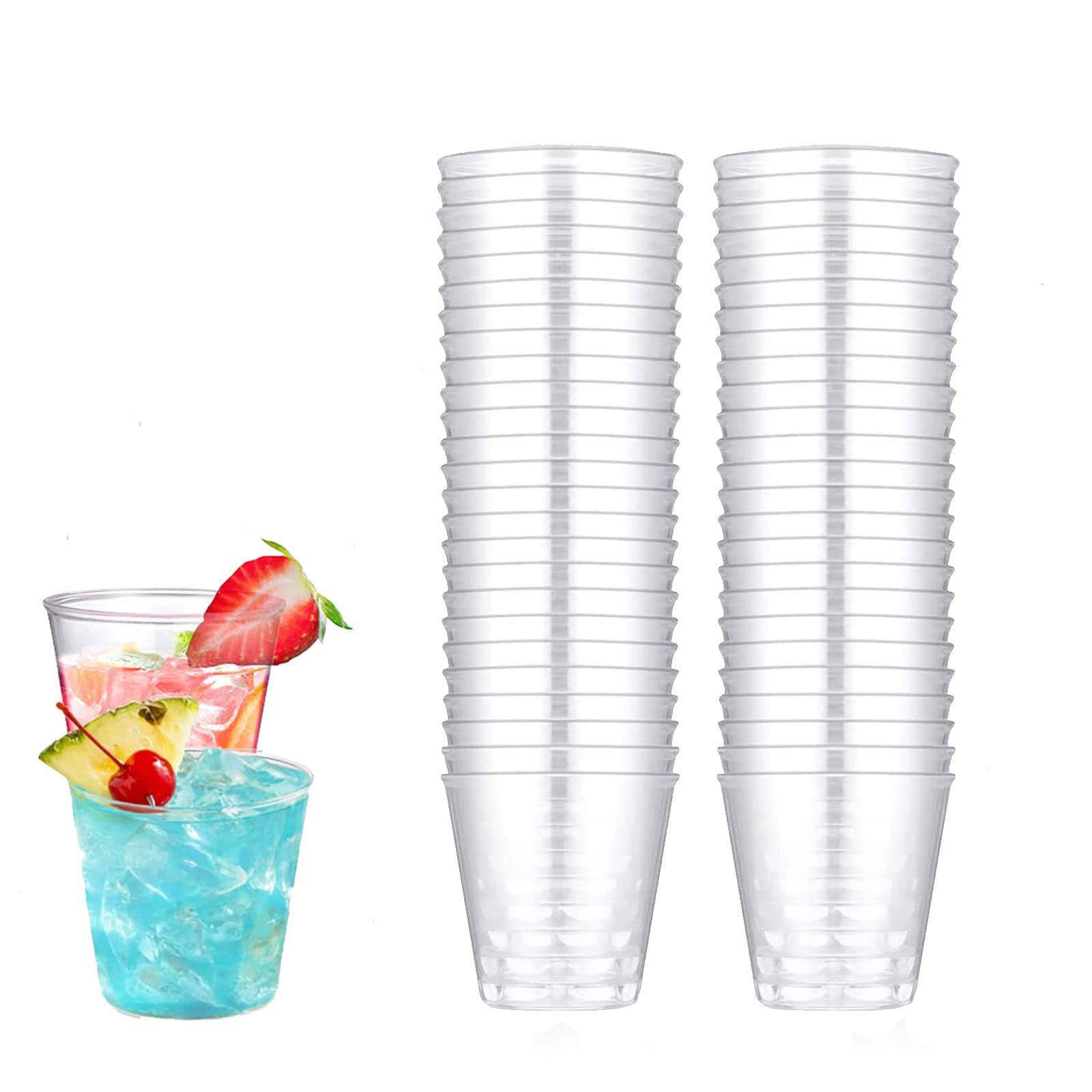 TuTuYa 50 Pack Shot Cups, 1.7oz/50ml Hard Thick Plastic Shot Glasses, Clear Reusable Shot Glasses Fit for Birthday, Wedding, Festival, Party