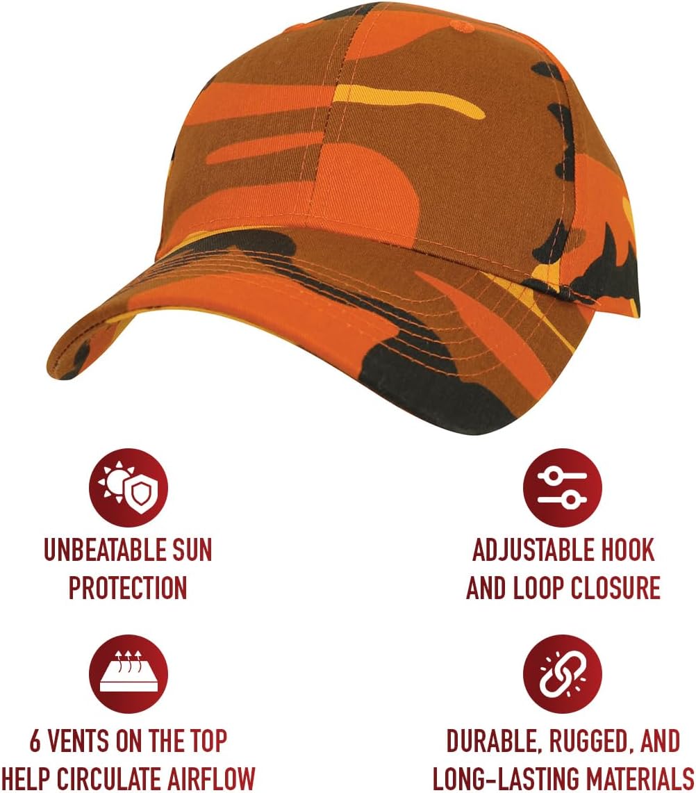 Rothco Supreme Camo Low Profile Cap – Adjustable Rugged Outdoor Baseball Hat