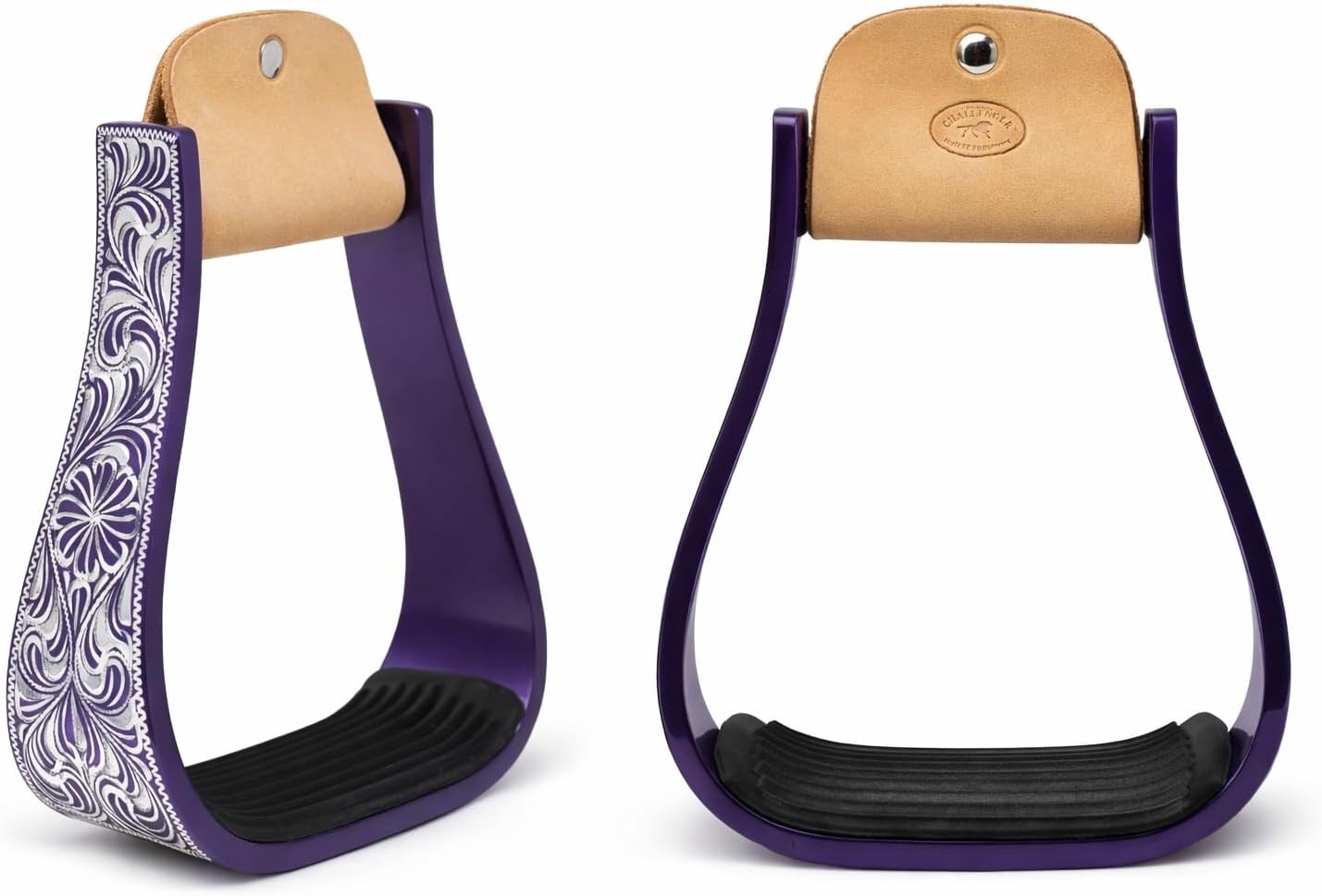 CHALLENGER Horse Western 5" Wide Barrel Racer Engraved Aluminum Show Stirrups 51177v