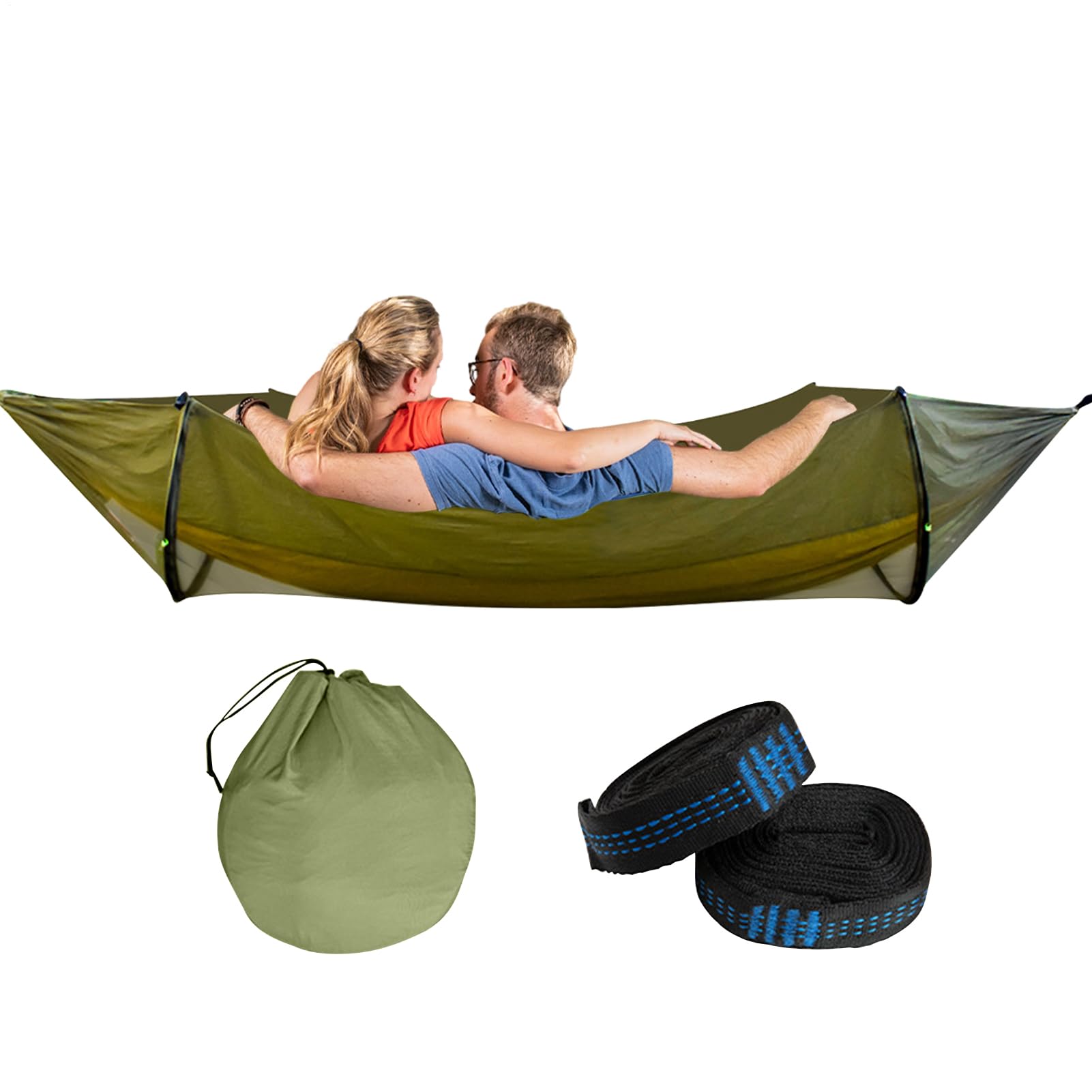 Amaca portatile – Amaca portatile da campeggio per 2 persone | Lettino pieghevole per avventurieri pioggia sopravvivenza all'aperto escursionismo lato lago spiaggia cortile famiglia