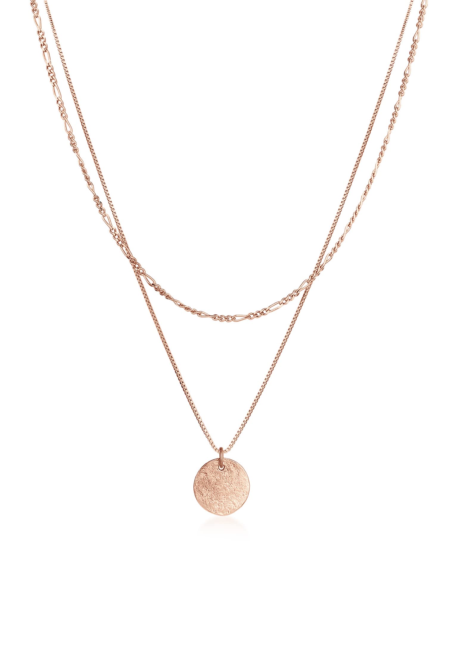Elli Halskette Damen Layer Plättchen Anhänger Boho 925 Silber | Rosé Vergoldet