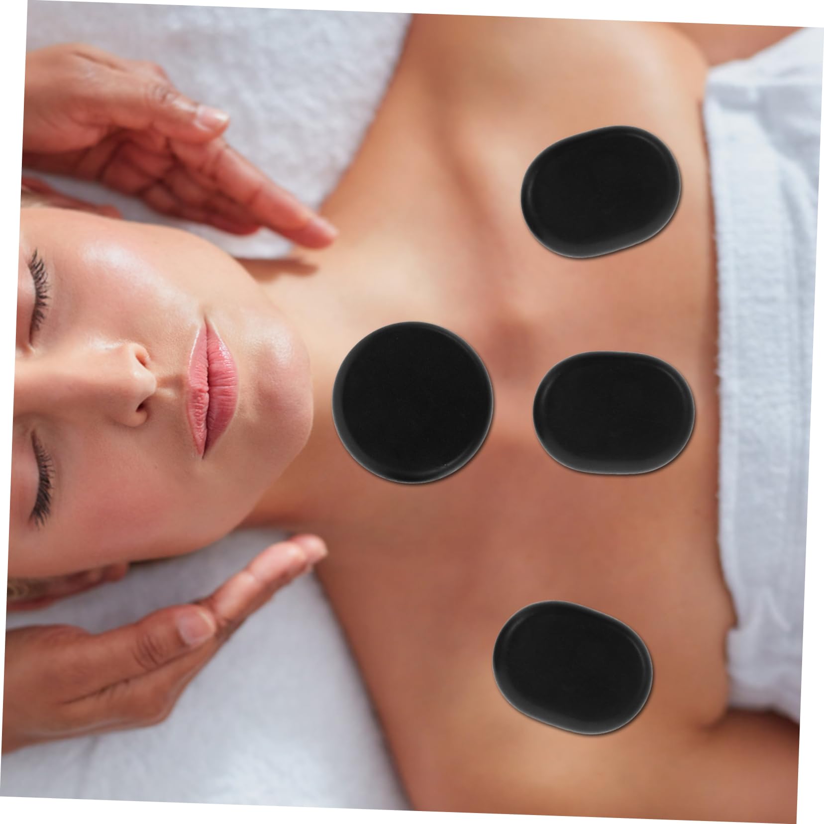 Healeved 6piezas Piedras De Masaje Calientes Para Spa De Basalto Redondo Piedras Calientes Para Relajación y Masaje De Espalda