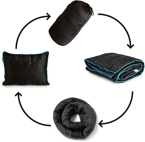 Ripstop - Almohada y manta para acampar al aire libre, 3 en 1, versátil manta ligera de nailon impermeable para estadio, artículos esenciales