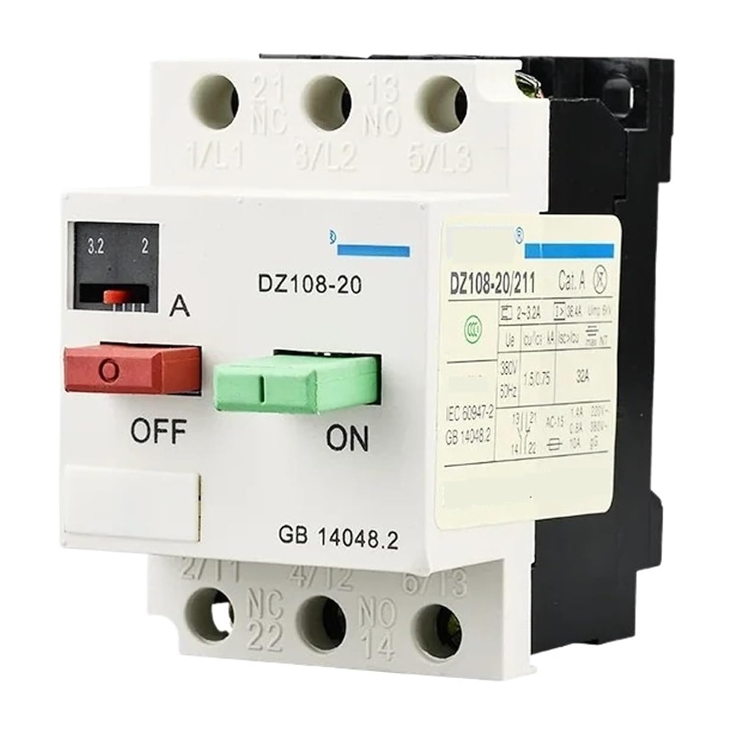 Motor Protector Switch DZ108-20/111 380V Three-Phase 3P Starter Circuit Breaker Protective Starter(111,5-8A)